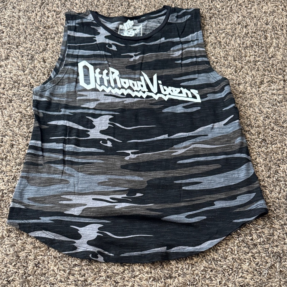 Off Road Vixens Black & Gray Camo Muscle Tank